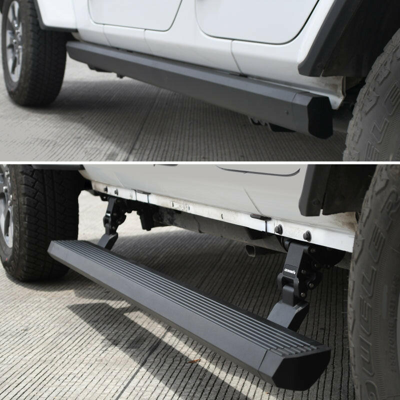 RealTruck 18-24 Jeep Wrangler 4dr VoltStep Electric Running Board Kit (Drilling Req.) - Tex. Blk Running Boards Go Rhino