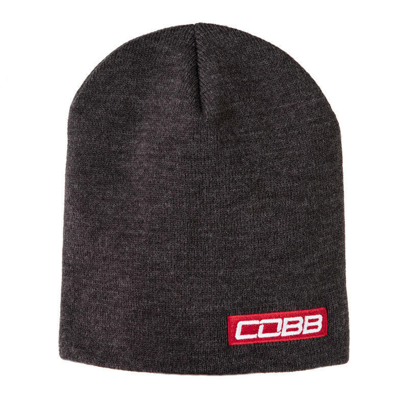 Cobb Tuning Bar Logo Knit Beanie - Gray w/Red Logo 8in. Tall OS Shirts COBB