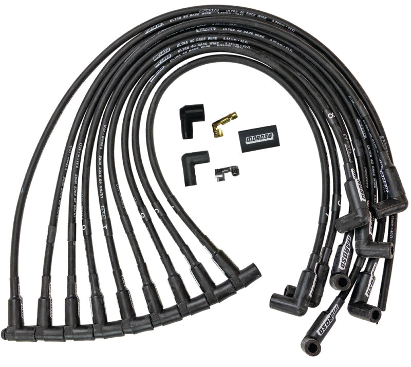 Moroso Chevrolet Big Block Ignition Wire Set - Ultra 40 - Unsleeved - HEI - 135 Degree - Black Spark Plug Wire Sets Moroso