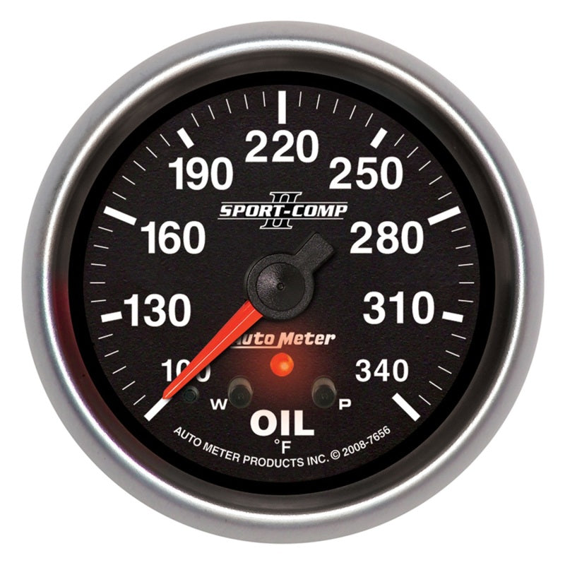 AutoMeter Gauge Oil Temp 2-5/8in. 340 Deg. F Stepper Motor W/ Peak & Warn Sport-Comp II Gauges AutoMeter
