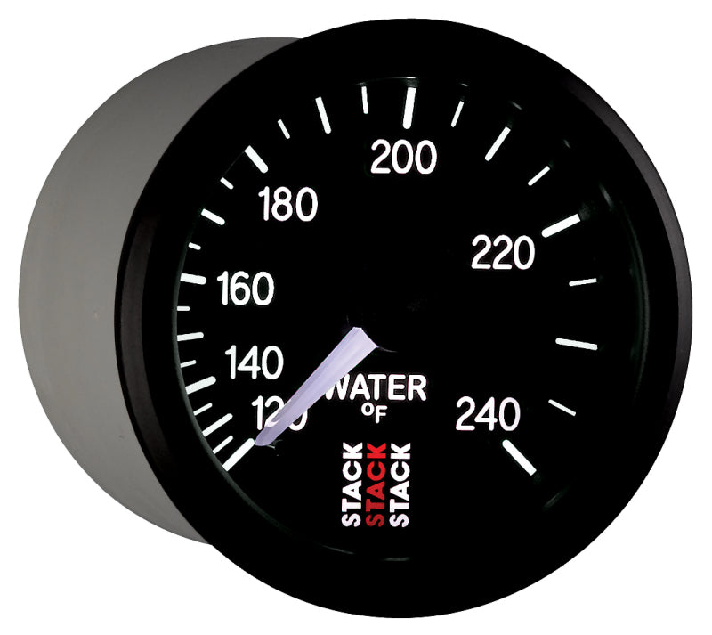 Autometer Stack 52mm 120-240 Deg F 1/2in Npt (M) Mechanical Water Temp Gauge - Black Gauges AutoMeter