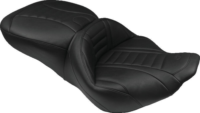 Mustang 04-21 Harley Sportster Wide Tripper Solo Seat - Black Solo Motorcycle Seats Mustang Motorcycle