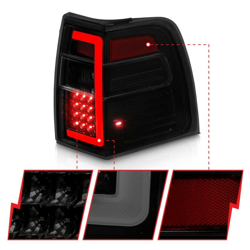 ANZO 07-17 Ford Expedition LED Taillights w/ Light Bar Black Housing Smoke Lens Tail Lights ANZO