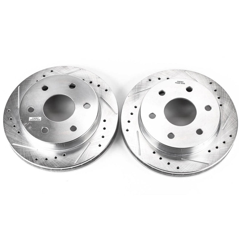 Power Stop 99-00 Cadillac Escalade Front Evolution Drilled & Slotted Rotors - Pair Brake Rotors - Slot & Drilled PowerStop