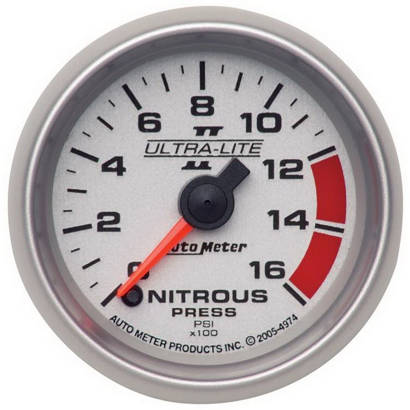 Autometer Ultra-Lite II 2 1/16in FSE 0 - 1600 PSI Nitrous Pressure Gauge Gauges AutoMeter