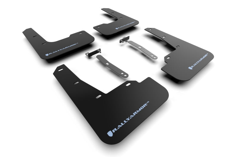 Rally Armor 22-23 Hyundai Elantra N &amp; N Line Black UR Mud Flap w/Light Blue Logo Mud Flaps Rally Armor