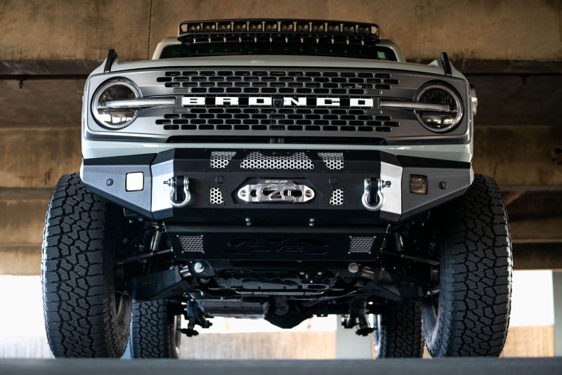 DV8 Offroad 2021+ Ford Bronco Front Bumper Winch Capable w/ Optional Bull Bar/Aux Light Opening Bumpers - Steel DV8 Offroad