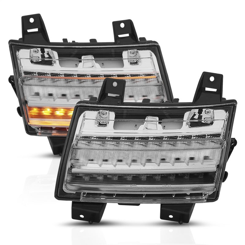 ANZO 18-19 Jeep Wrangler JL LED Chrome Clear w/ Sequential Signal Lights Corner ANZO