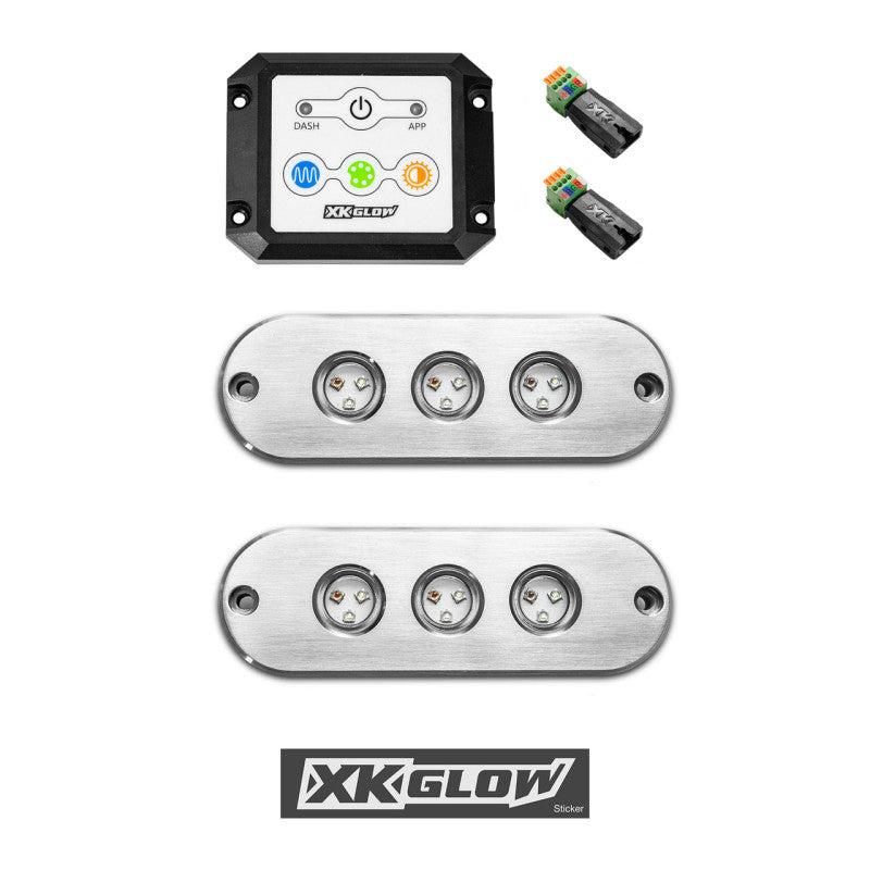 XK Glow RGB LED UNDERWATER LIGHT KIT FOR BOAT 2PC 27W Light Accessories and Wiring XKGLOW