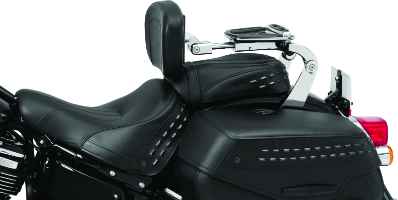 Kuryakyn Fixed Mounts Multi-Purpose Driver & Passenger Backrest 18-Up Softail Black Seats Kuryakyn