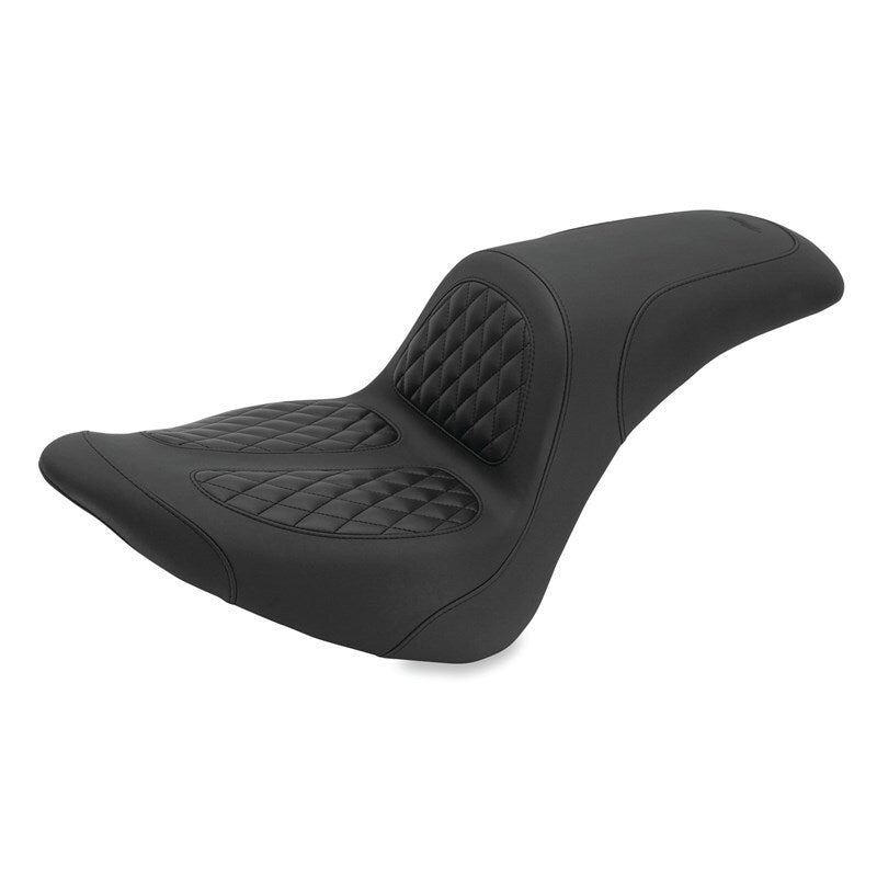 Mustang 06-17 Harley Softail Wide Tire (200mm) Fastback 1PC Seat w/Diamond Stitch - Black One-Piece Motorcycle Seats Mustang Motorcycle