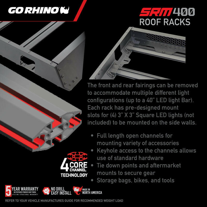 Go Rhino SRM 400 Roof Rack - 68in Roof Baskets Go Rhino