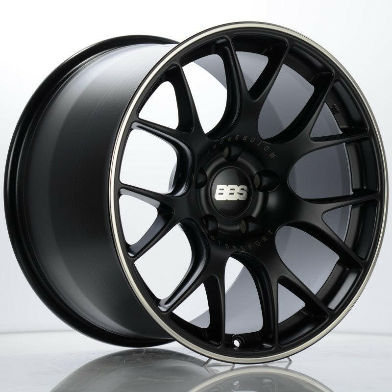 BBS CH-R 19x11 5x130 ET56 CB71.6 Satin Black Polished Rim Protector Wheel w/ Motorsport Etching Wheels - Cast BBS