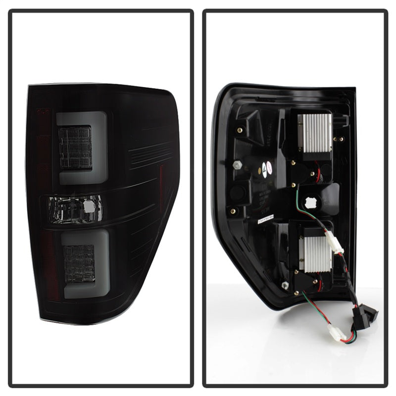 Spyder 09-14 Ford F150 V2 Light Bar LED Tail Lights - Blk Smoke (ALT-YD-FF15009V2-LBLED-BSM) Tail Lights SPYDER