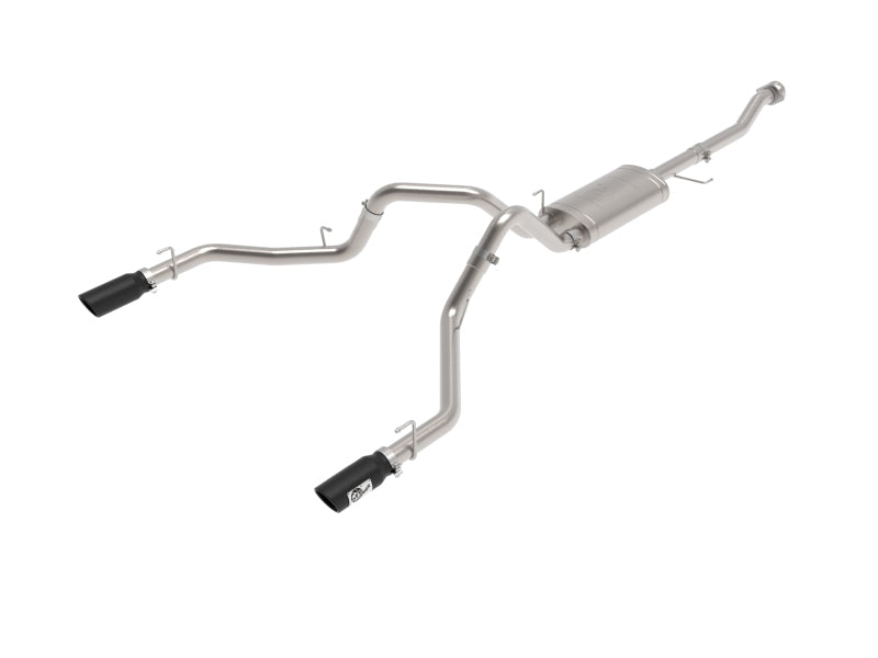 aFe Vulcan 3in 304 SS Cat-Back Exhaust 2021 Ford F-150 V6 2.7L/3.5L (tt)/V8 5.0L w/ Black Tips Catback aFe