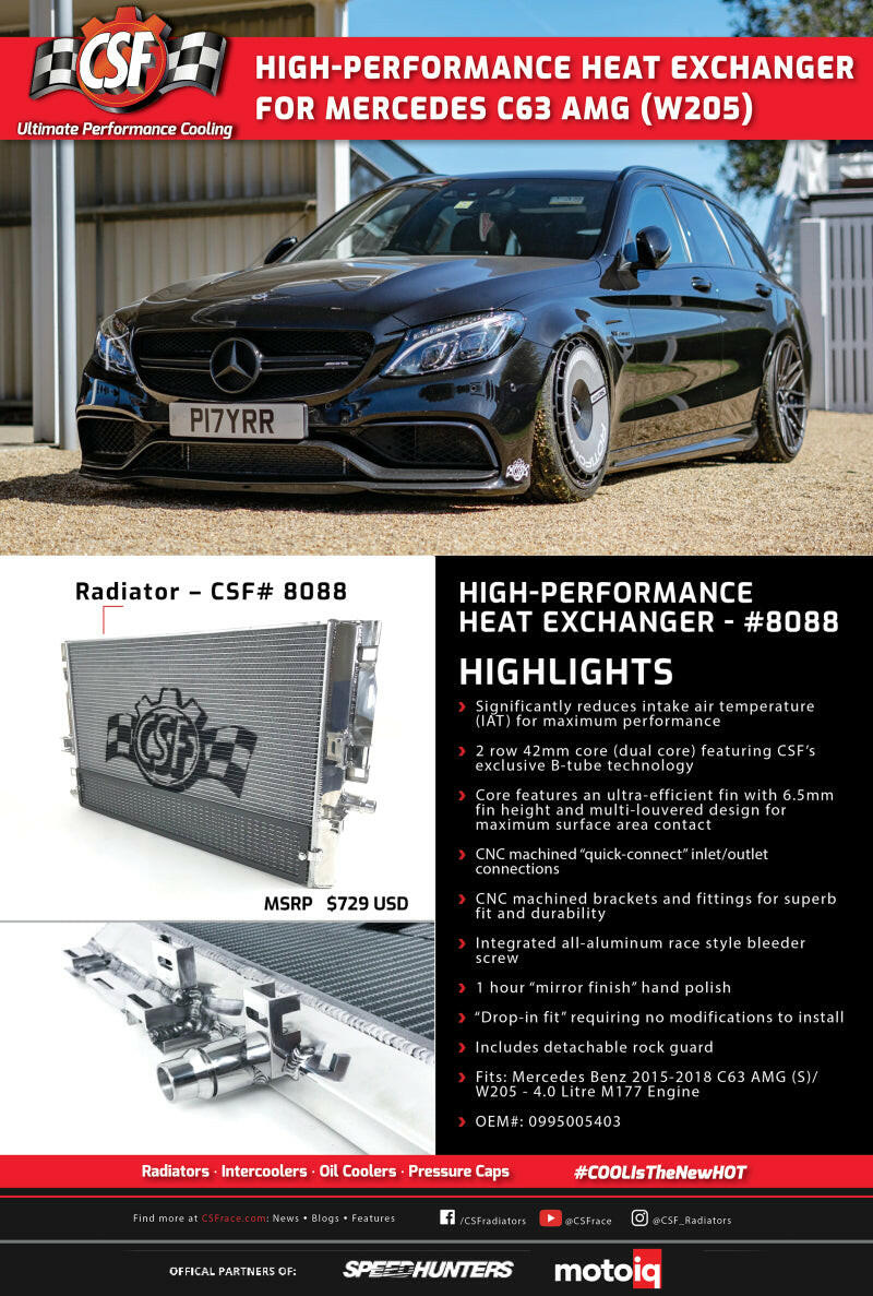 CSF 2015+ Mercedes Benz C63 AMG (W205) Front Mount Heat Exchanger w/Rock Guard Radiators CSF