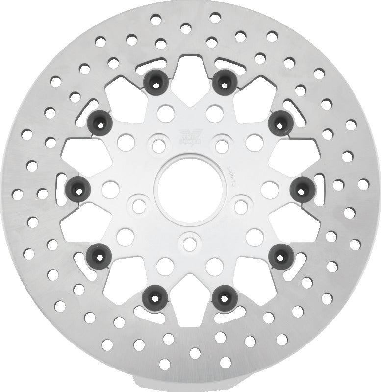 Twin Power 84-17 Big Twin Exc 08-17 FLH FLT Rear 11.5 Floating Rotor Silver Mesh Brake Rotors - OE TwinPower
