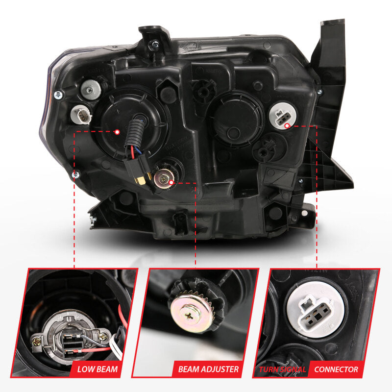 ANZO 14-17 Toyota Tundra Plank Style Projector Headlights Chrome w/ Amber Headlights ANZO