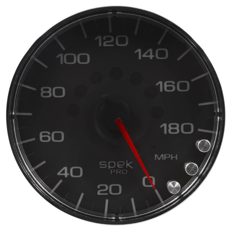 Autometer Spek-Pro Gauge Speedometer 5in 180 Mph Elec. Programmable Black/Chrome Gauges AutoMeter