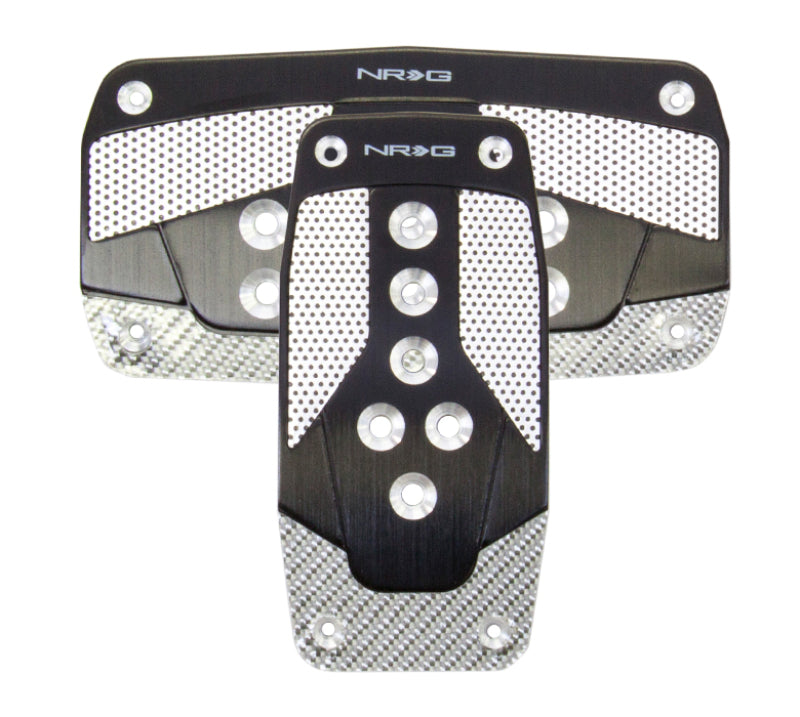 NRG Aluminum Sport Pedal A/T - Black w/Silver Carbon Pedal Covers NRG