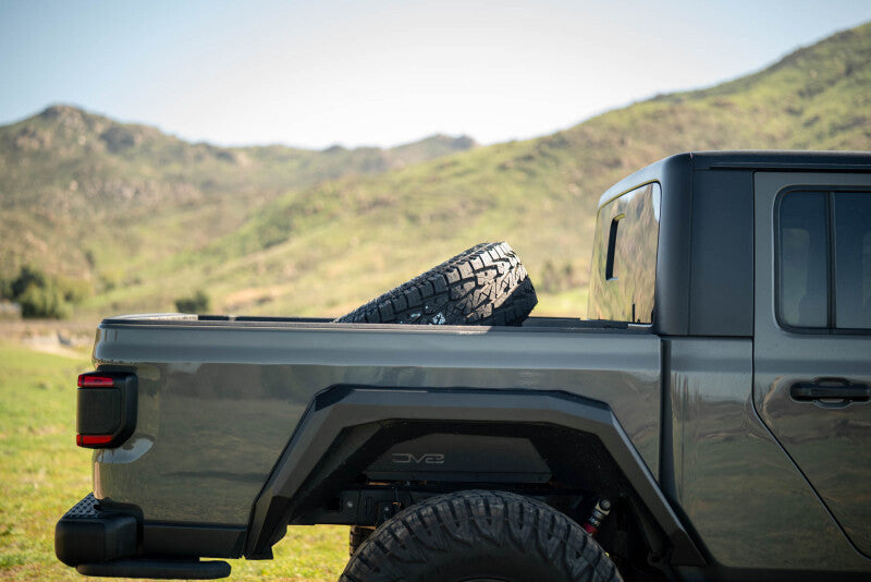 DV8 Offroad 2020+ Jeep Gladiator JT Adjustable In-Bed Tire Carrier Chase Racks DV8 Offroad