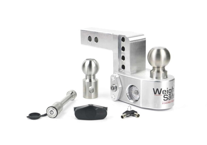 Weigh Safe 4in Drop Hitch w/Built-in Scale & 2in Shank (10K/12.5K GTWR) w/WS05 - Aluminum Hitch Ball Mounts Weigh Safe