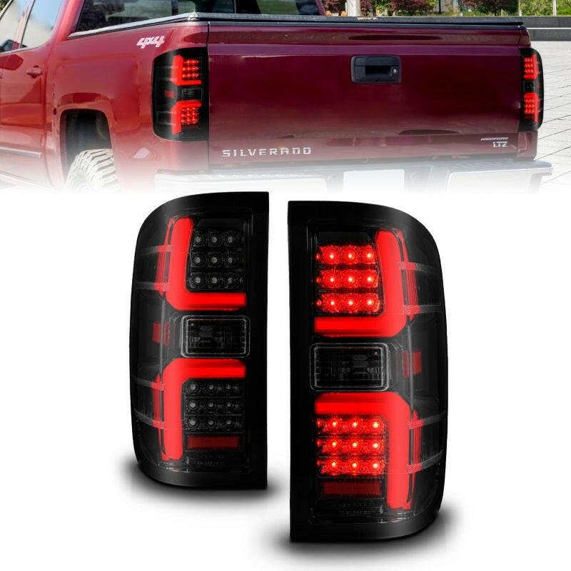 ANZO 15-19 Chevrolet Silverado 2500 HD/3500 HD LED Taillight w/ Sequential Black Housing/Smoke Lens Tail Lights ANZO