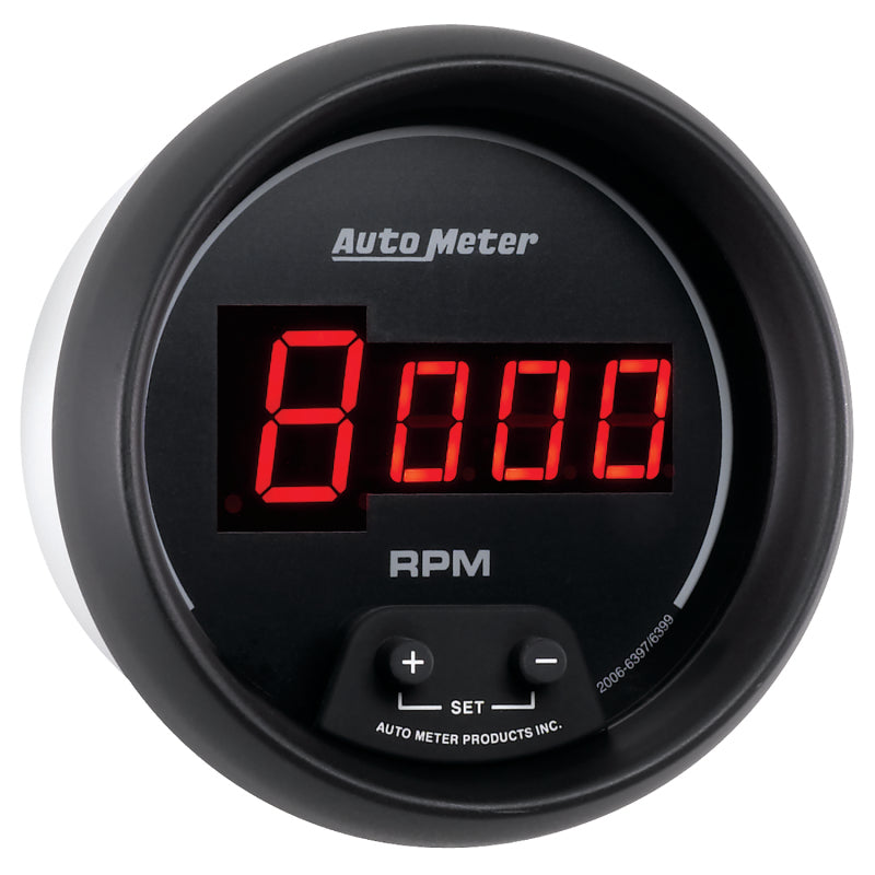 AutoMeter Gauge Tach 3-3/8in. 10K RPM In-Dash Digital Black Dial W/ Red Led Gauges AutoMeter