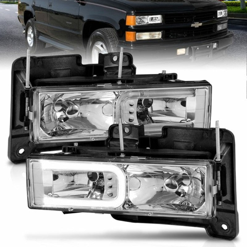 ANZO 1999-2000 Cadillac Escalade Crystal Headlights Headlights ANZO