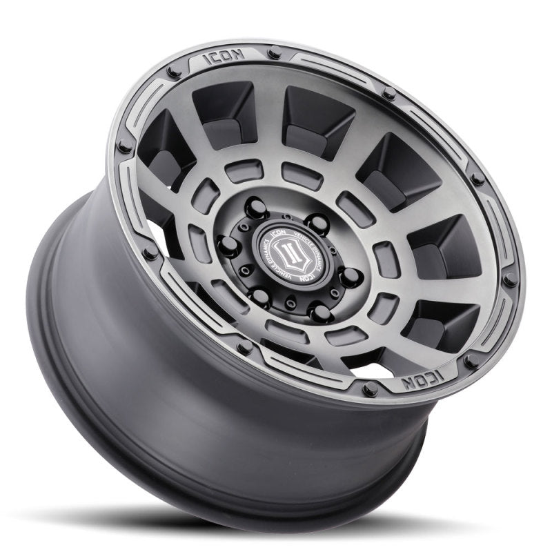 ICON Thrust 17x8.5 6x120 0mm Offset 4.75in BS Smoked Satin Black Tint Wheel Wheels - Cast ICON
