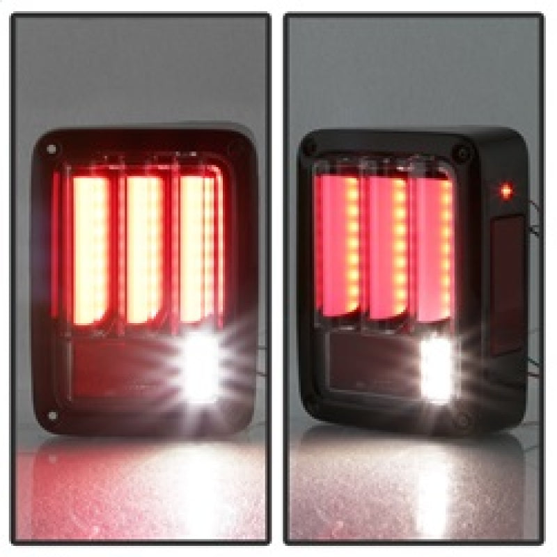 Spyder 07-16 Jeep Wrangler Version 2 Light Bar LED Tail Lights - Black (ALT-YD-JWA07V2-LBLED-BK) Tail Lights SPYDER