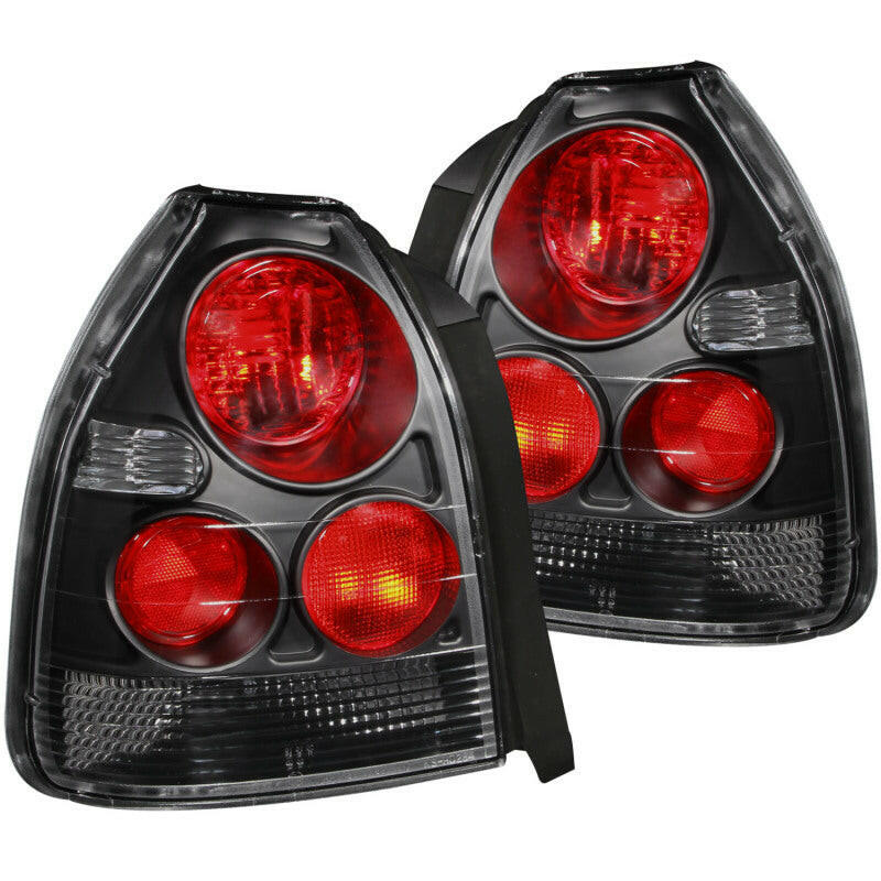ANZO 1996-2000 Honda Civic Taillights Black Tail Lights ANZO