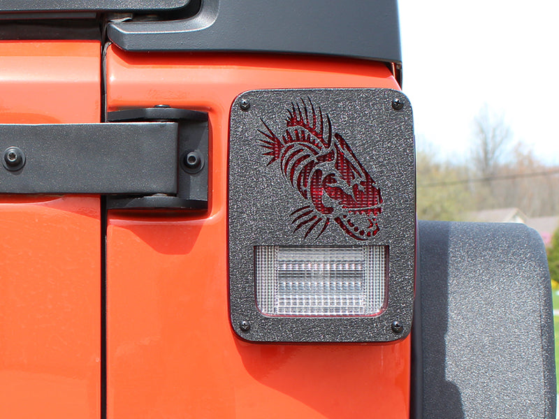 Fishbone Offroad 07-18 Jeep Wrangler JK - Black Textured Powdercoat Tail Light Covers Light Covers and Guards Fishbone Offroad