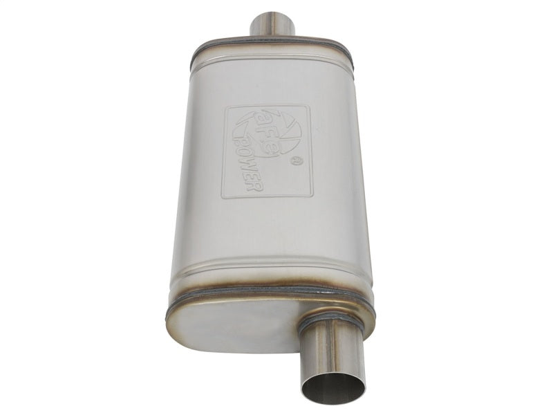 aFe MACHForce XP SS Muffler 2.5in Center Inlet / 2.5in Offset Outlet 18in L x 9in W x4in H Body Muffler aFe