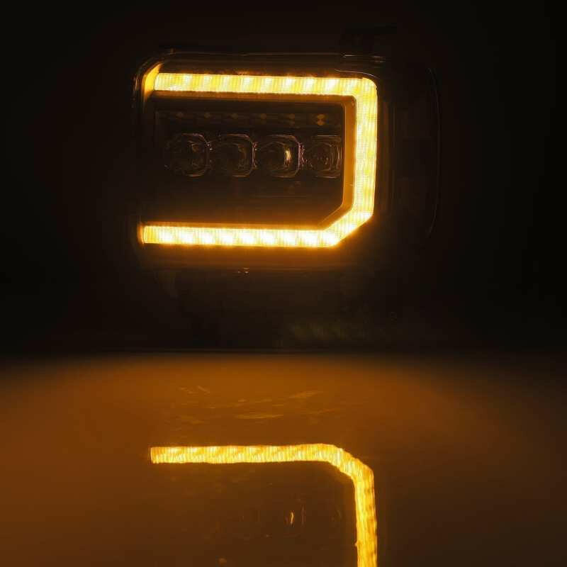 AlphaRex 14-18 GMC Sierra NOVA LED Proj Headlights Plank Style Black w/Activ Light/Seq Signal/DRL Headlights AlphaRex