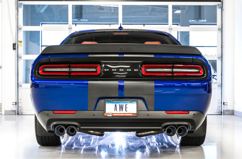 AWE Tuning 2017+ Dodge Challenger 5.7L Track Edition Exhaust - Chrome Silver Quad Tips Catback AWE Tuning