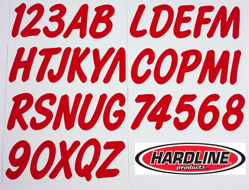 Hardline Boat Lettering Registration Kit 3 in. - 400 Lava Red Solid Stickers/Decals/Banners Hardline