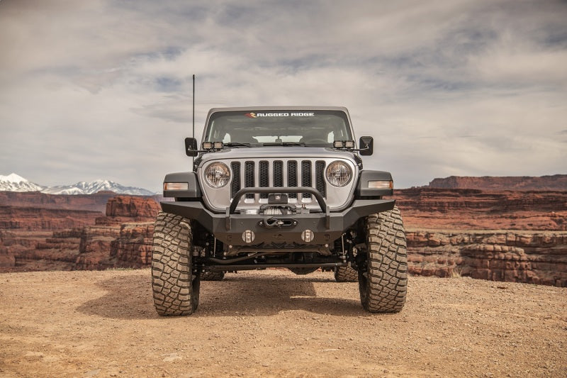 Rugged Ridge HD Bumper Full Width Front 07-18 Jeep Wrangler JK 18-20 Jeep Wrangler JL 2020 JT Bumpers - Steel Rugged Ridge