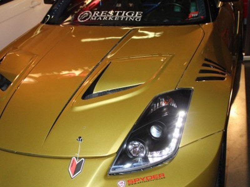 Spyder Nissan 350Z 03-05 Projector Headlights Halogen Model Only - DRL Black PRO-YD-N350Z02-DRL-BK Headlights SPYDER