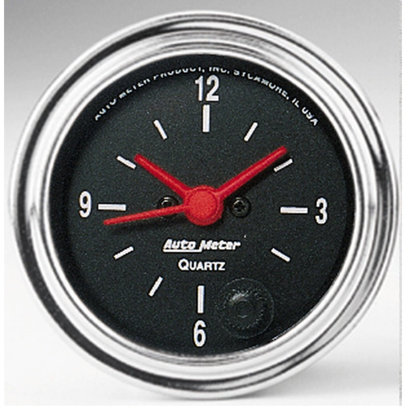 Autometer Traditional Chrome 2-1/16in 12HR Analog Clock Gauge Gauges AutoMeter