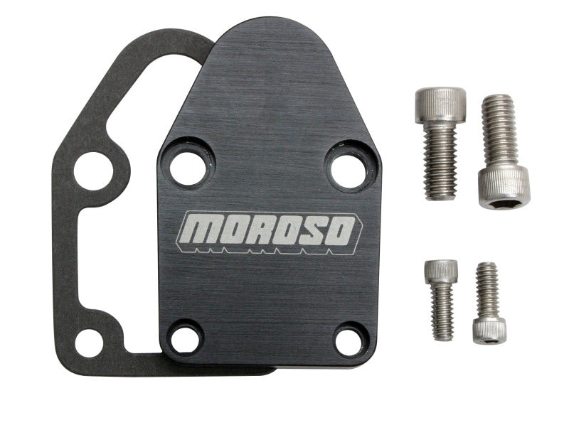 Moroso Chevrolet Small Block Fuel Pump Block-Off Plate w/Gaskets - Billet Aluminum Block Off Plates Moroso