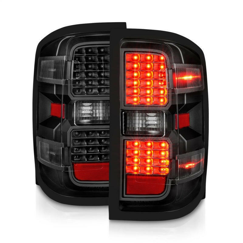 ANZO 15-19 Chevy Silverado 2500HD/3500HD (Factory Halogen Only) LED Tail Lights Black w/Clear Lens Tail Lights ANZO