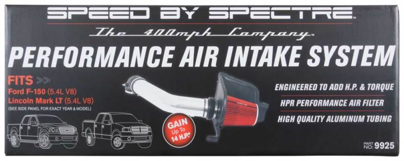 Spectre 04-08 Ford F150 V8-5.4L F/I Air Intake Kit - Clear Anodized w/Red Filter Cold Air Intakes Spectre
