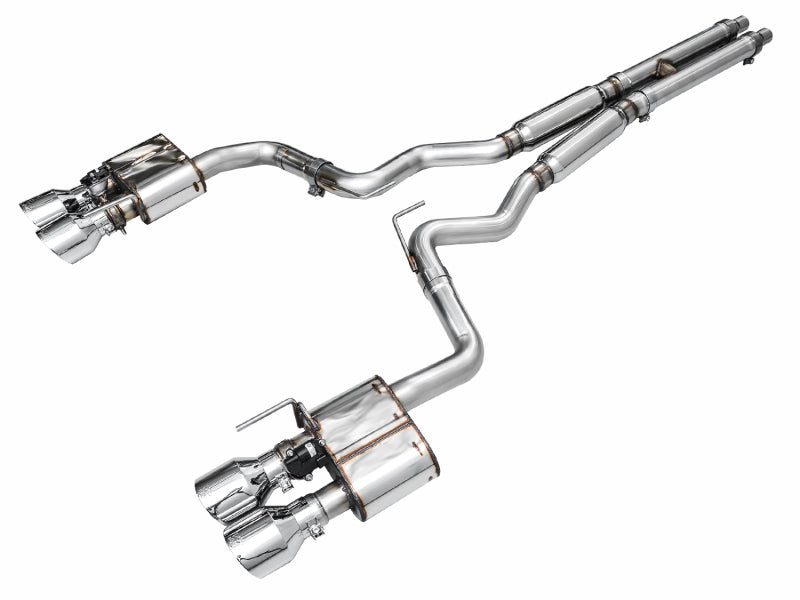 AWE 2024 Ford Mustang Dark Horse S650 RWD SwitchPath Catback Exhaust w/ Quad Chrome Silver Tips Catback AWE Tuning