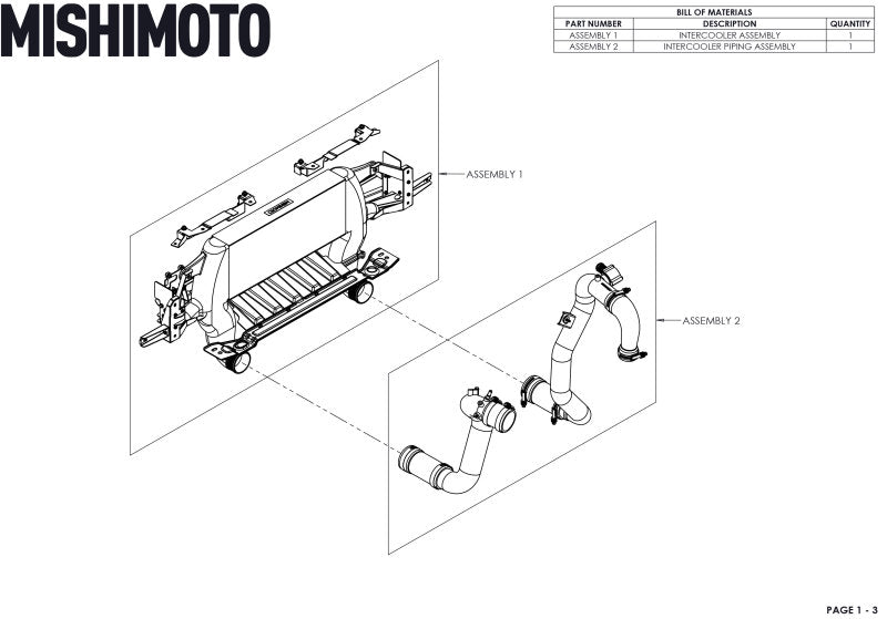 Mishimoto 21+ Bronco 2.3L High Mount INT Kit BK Core BK Pipes Intercooler Pipe Kits Mishimoto
