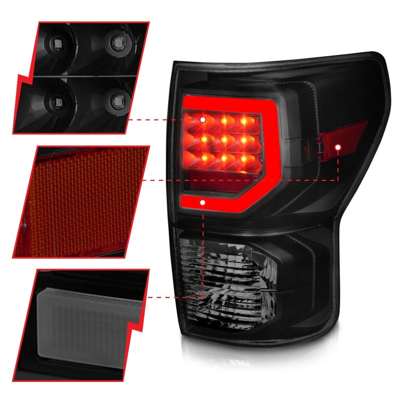 ANZO 07-11 Toyota Tundra Full LED Taillights Black Housing Smoke Lens G2 (w/C light Bars) Tail Lights ANZO
