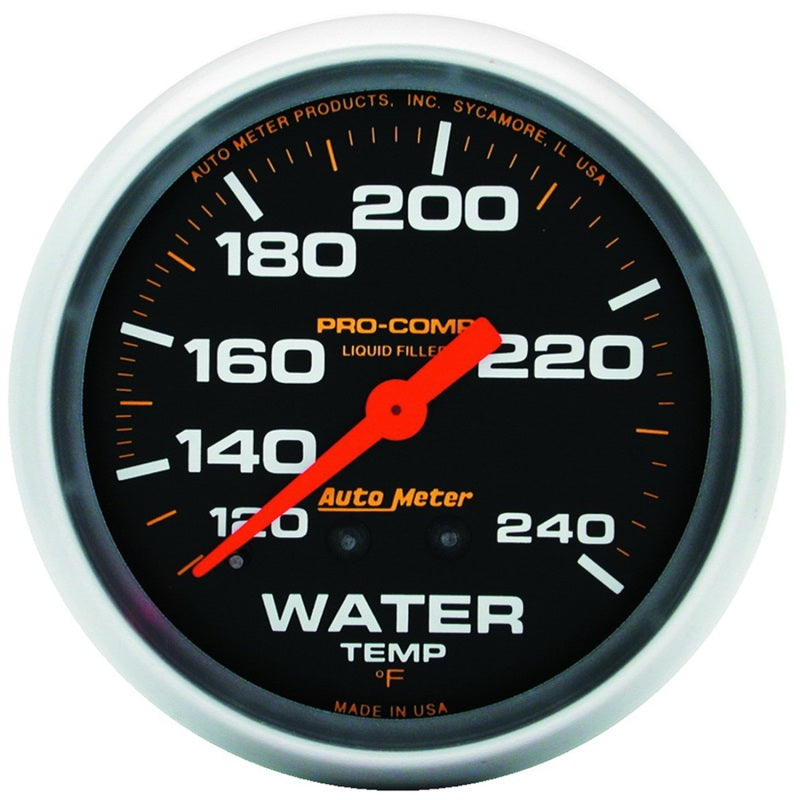 Autometer Liquid Filled Mechanical 66.7mm 120-240 deg F Water Termperature Gauge Includes 6in Tubing Gauges AutoMeter