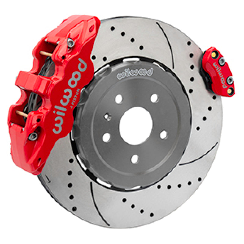 Wilwood 20-23 Chevy Corvette C8 Aero4 Red Rear Big Brake Kit - Drilled & Slotted Big Brake Kits Wilwood