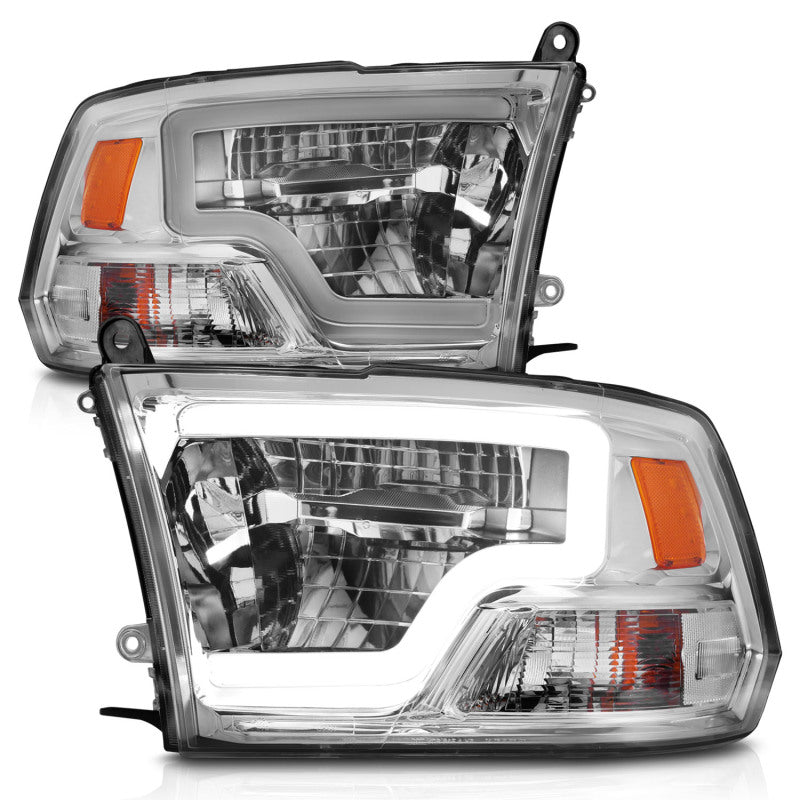 ANZO 2009-2020 Dodge Ram 1500 Full LED Square Projector Headlights w/ Chrome Housing Chrome Amber Headlights ANZO