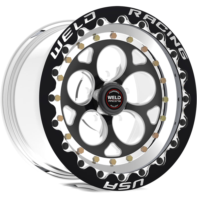 Weld Magnum III 15x8 / 5x4.75 BP / 3.5in. BS Black Wheel - Black Single Beadlock MT Wheels - Forged Weld